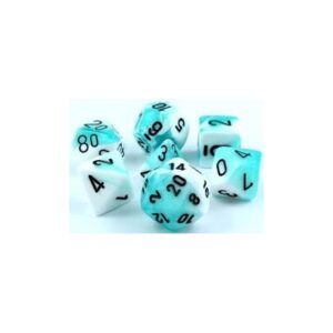 Chessex - Set de 7 dés : GEMINI (Turquoise-Blanc/Noir)
