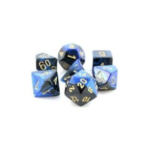 Chessex - Set de 7 dés : GEMINI (Noir-Bleu/Or)