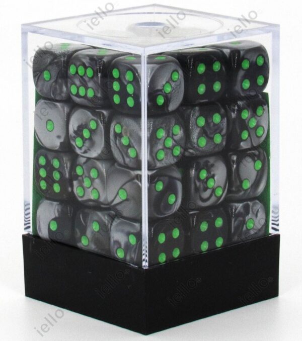 Set de 36 dés 6 - GEMINI - Noir-Gris / Vert