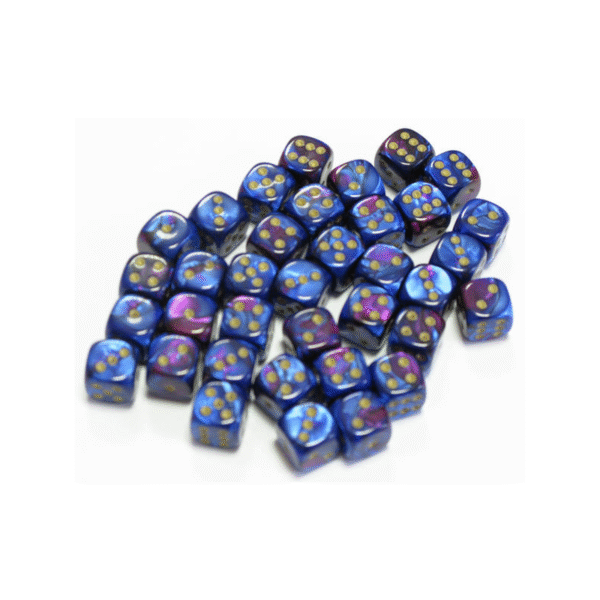 Set de 36 dés 6 - GEMINI - Bleu-Violet / Or