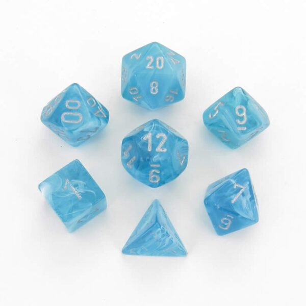 Chessex - Set de 7 dés : CIRRUS (Aqua/Argent)